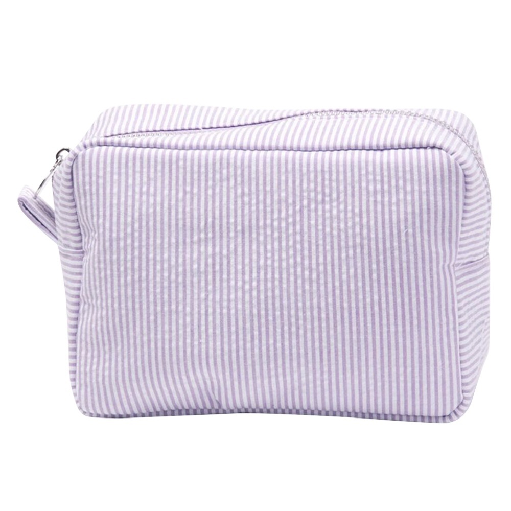 Lavender Lilac Purple Seersucker Cosmetic Bag New